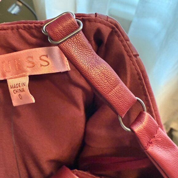Guess Faux Leather Burgundy Midi Dress - NWT - Picture 9 of 12